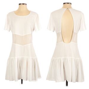 RAE FRANCIS White Sheer Panel Open Back Dress 4